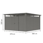 KOVINSKA VRTNA HIŠKA KARIBU OSTEN 4 SIV ALUMINIJ 370X330X215 - slika 2